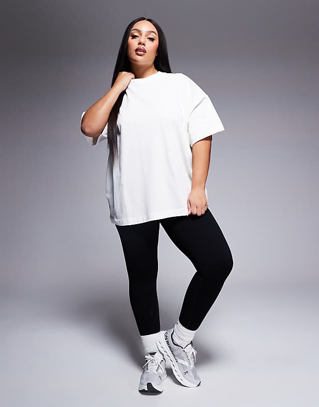 Asos 4505 Curve Icon Heavyweight Cotton Oversized T-shirt With Quick Dry Finish In Off White