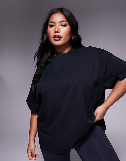 asos 4505 Curve Icon heavyweight cotton oversized t-shirt with quick dry finish in washed black