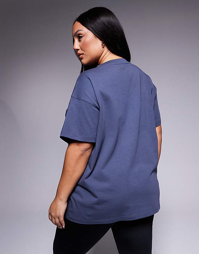 Asos 4505 Curve Icon Oversized Cotton T-shirt With Quick Dry Finish In Navy