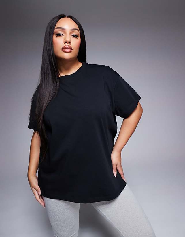 asos 4505 Curve Icon oversized cotton t-shirt with quick dry finish in black