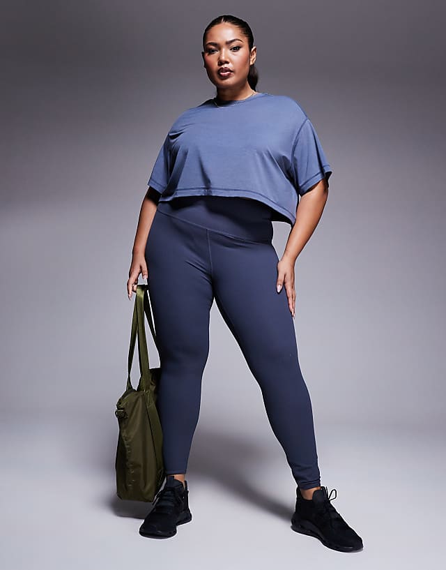 asos 4505 Curve Icon quick dry performance cropped boxy t-shirt in cornflower