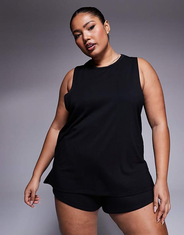 asos 4505 Curve Icon quick dry performance drop armhole vest in black