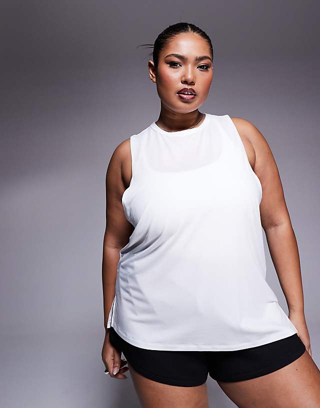 asos 4505 Curve Icon quick dry performance drop armhole vest in white