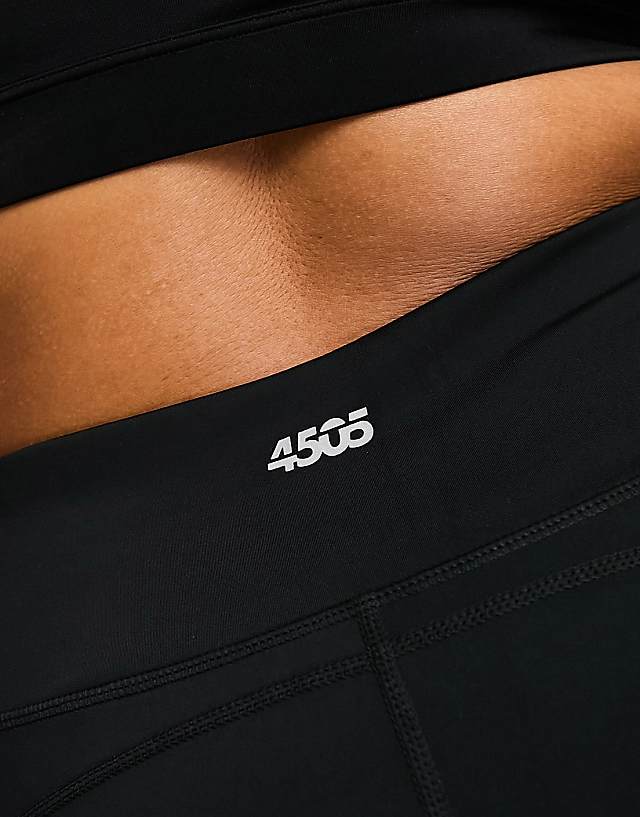 Asos 4505 Curve Icon Running Tie Waist Gym Legging With Phone Pocket In Black