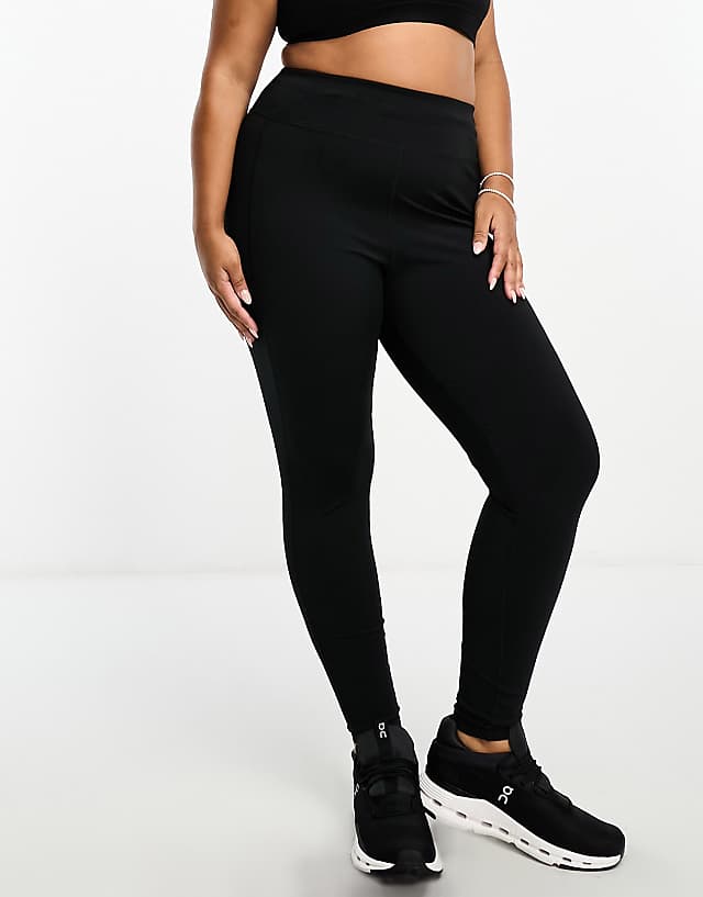 Asos 4505 Curve Icon Running Tie Waist Gym Legging With Phone Pocket In Black