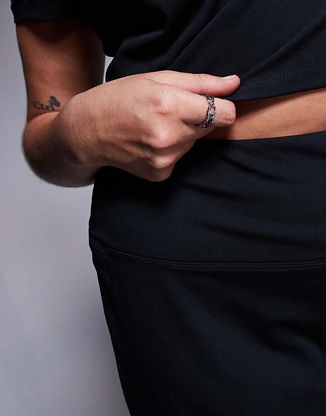 Asos 4505 Curve Icon Soft Touch High Waist Wide Leg Dance Pant In Black