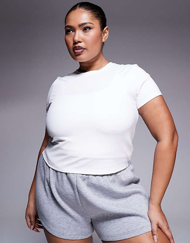 asos 4505 Curve Icon soft touch studio baby t-shirt in white
