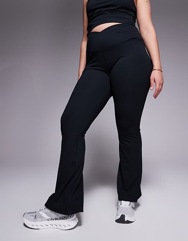 Asos 4505 Curve Icon Soft Touch Wrap Waist Slim Kick Yoga Legging In Black