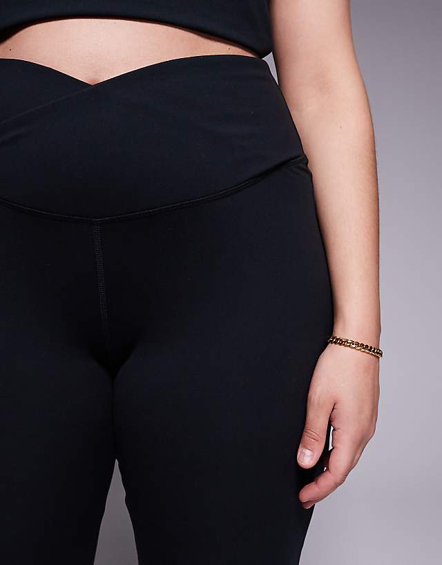 Asos 4505 Curve Icon Soft Touch Wrap Waist Slim Kick Yoga Legging In Black