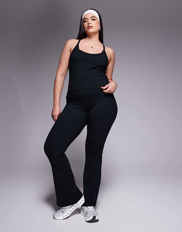 asos 4505 Curve Icon soft touch wrap waist slim kick yoga legging in black