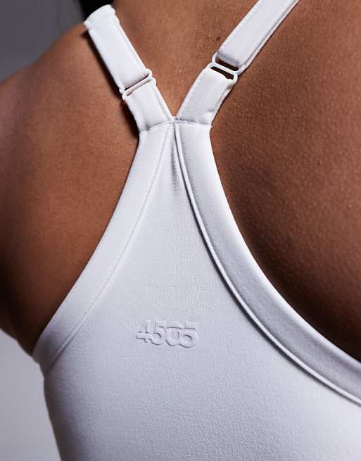 Asos 4505 Curve Icon Soft Touch Yoga Cami With Inner Bra And Adjustable Straps In White