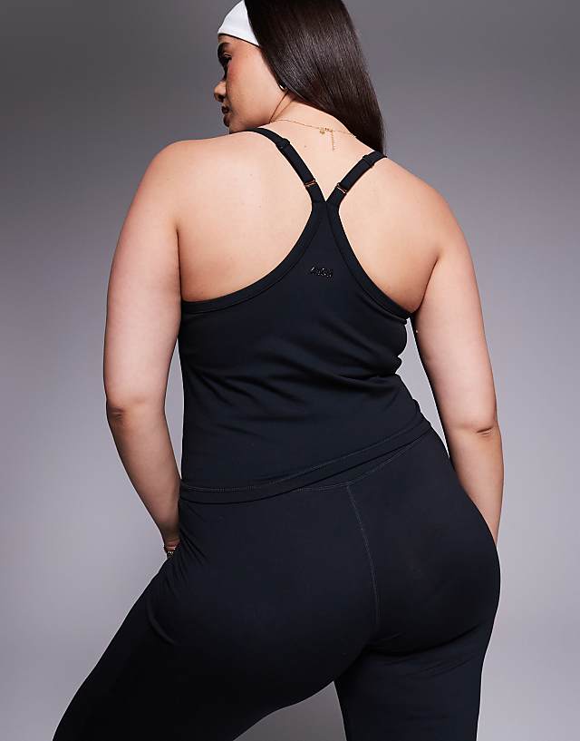 asos 4505 Curve Icon soft touch yoga cami with inner bra and adjustable straps in black