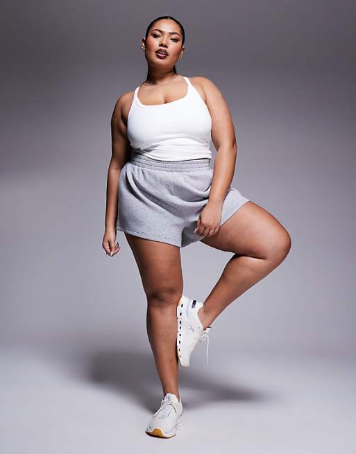 asos 4505 Curve Icon soft touch yoga cami with inner bra and adjustable straps in white