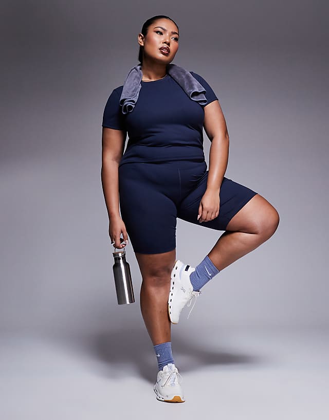 asos 4505 Curve Icon soft touch yoga set in midnight navy