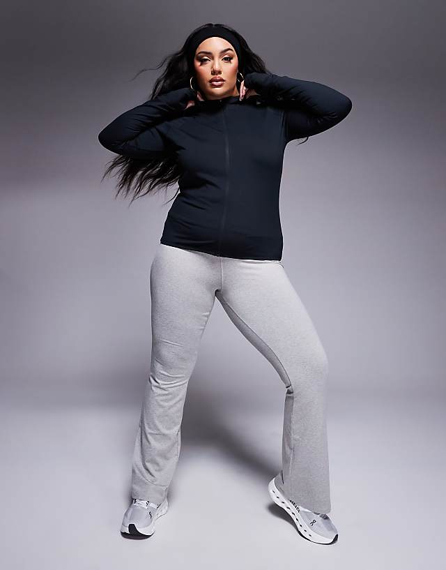 asos 4505 Curve Icon soft touch zip up performance long sleeve top in black