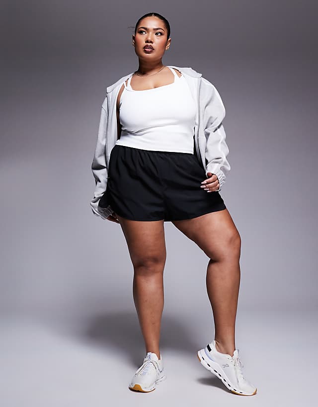 Asos 4505 Curve Icon Woven Run Short With Zip Pockets In Black