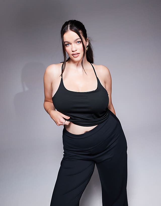 asos 4505 Curve Icon yoga cami crop top with inner bra