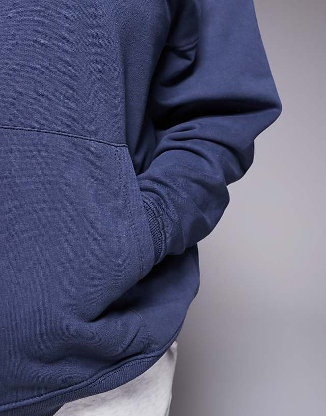 Asos 4505 Curve Quick Dry Heavyweight Training Hoodie In Washed Navy