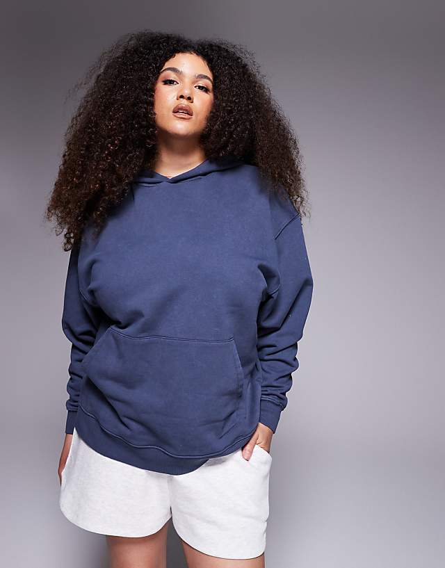 asos 4505 Curve quick dry heavyweight training hoodie in washed navy