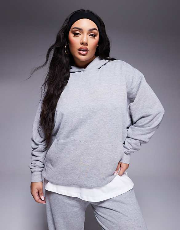 asos 4505 Curve quick dry heavyweight training hoodie in grey marl