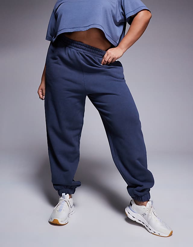 asos 4505 Curve quick dry heavyweight training joggers in washed navy