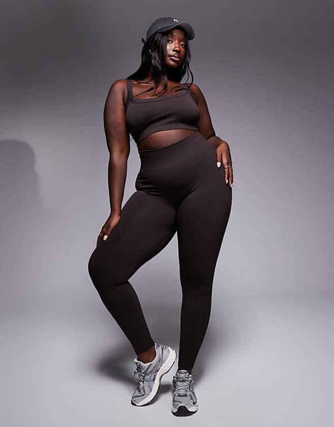 asos 4505 Curve sculpting seamless high waist gym legging in ganache