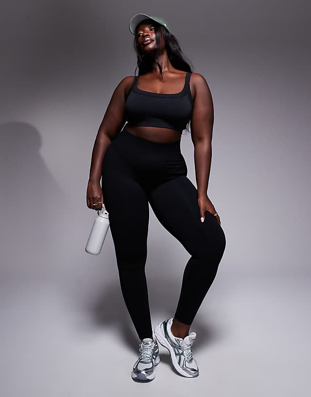 asos 4505 Curve sculpting seamless high waist gym legging in black