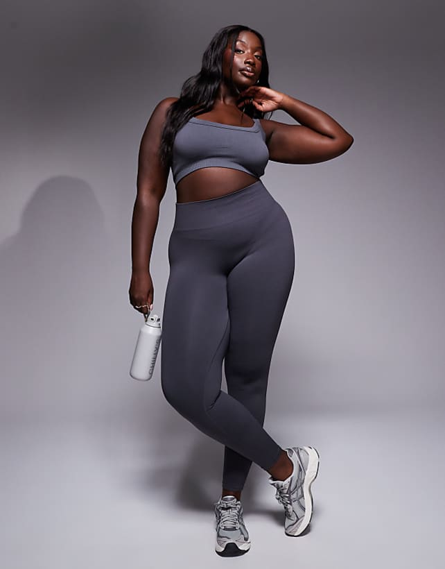 asos 4505 Curve sculpting seamless high waist gym legging in dark grey