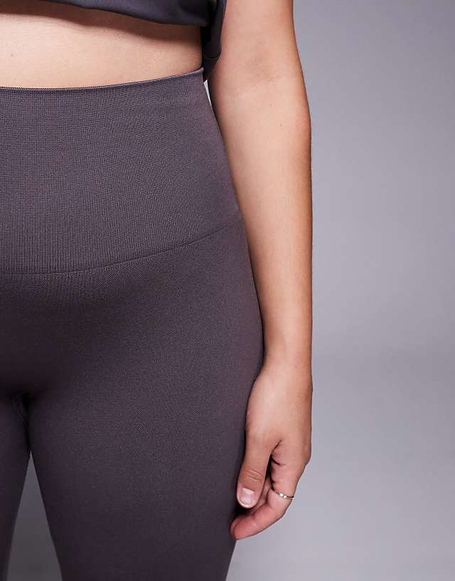 Asos 4505 Curve Seamless Deep High Waist Gym Legging In Charcoal
