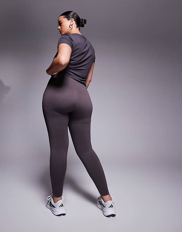 Asos 4505 Curve Seamless Deep High Waist Gym Legging In Charcoal