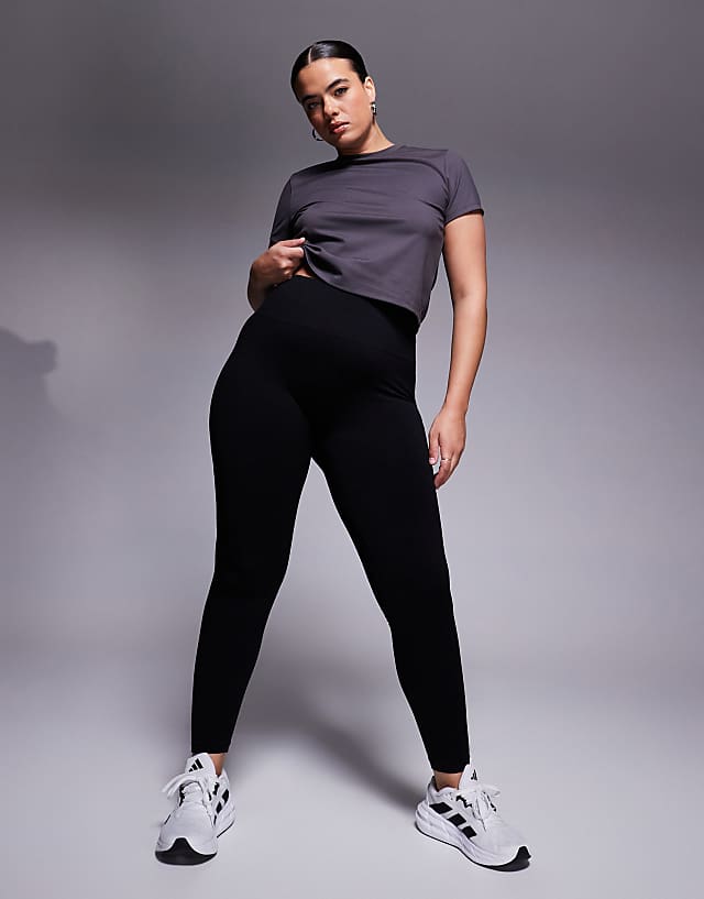 Asos 4505 Curve Seamless High Waist Gym Leggings In Black