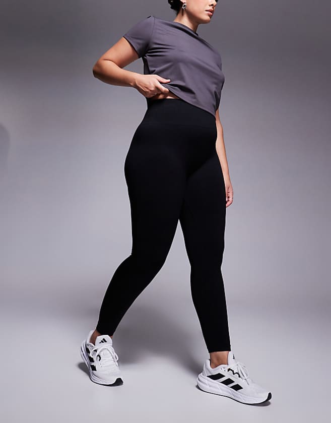 asos 4505 Curve seamless high waist gym leggings in black