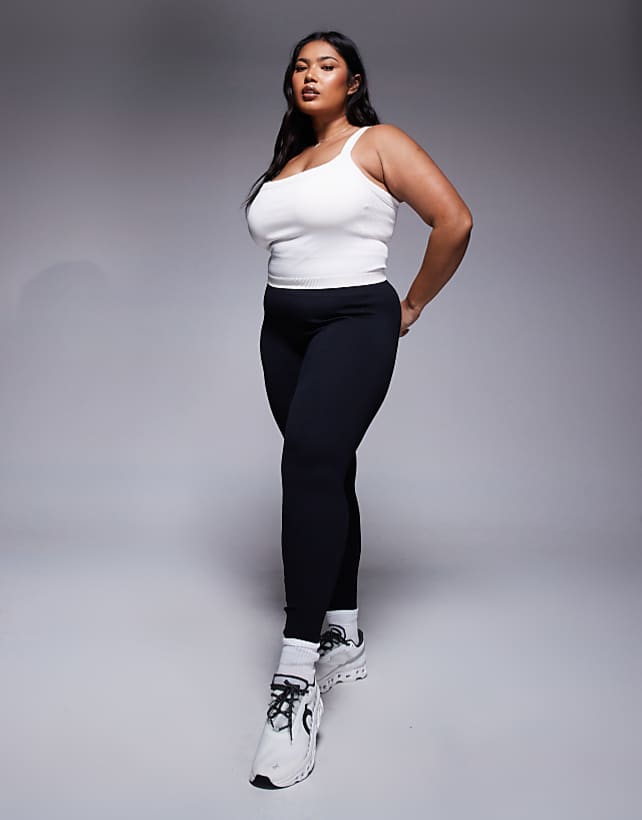 Asos 4505 Curve Seamless Sculpting Vest With Inner Bra In Parchment