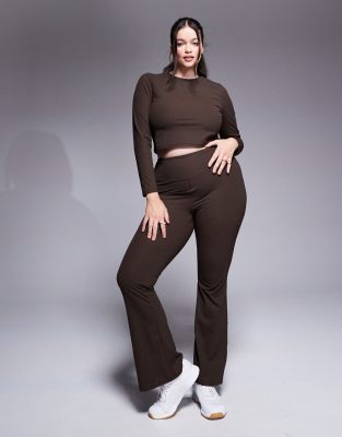 Asos 4505 Curve Soft Touch Rib Performance Set In Truffle