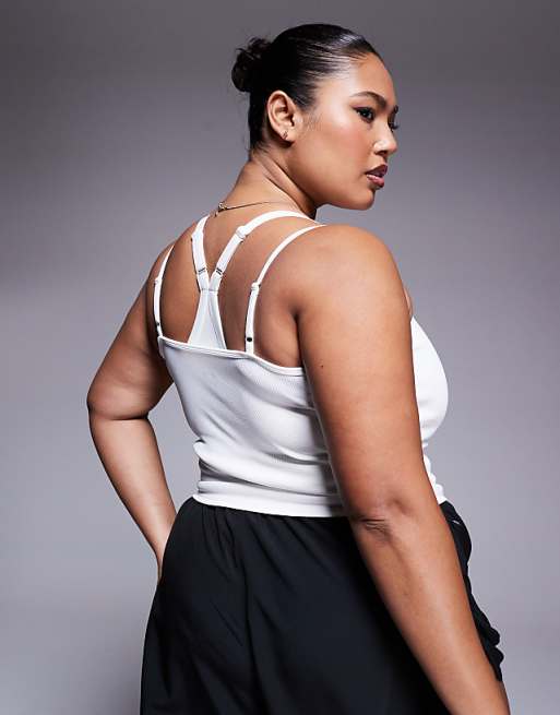 Asos 4505 Curve Strappy Ribbed Cami Active Vest In White