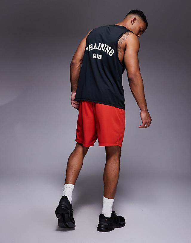 Asos 4505 Heavy Lifting Graphic Mesh Training Shorts In Red