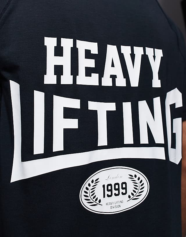 Asos 4505 Heavy Lifting Quick Dry Back Print Performance T-shirt In Black