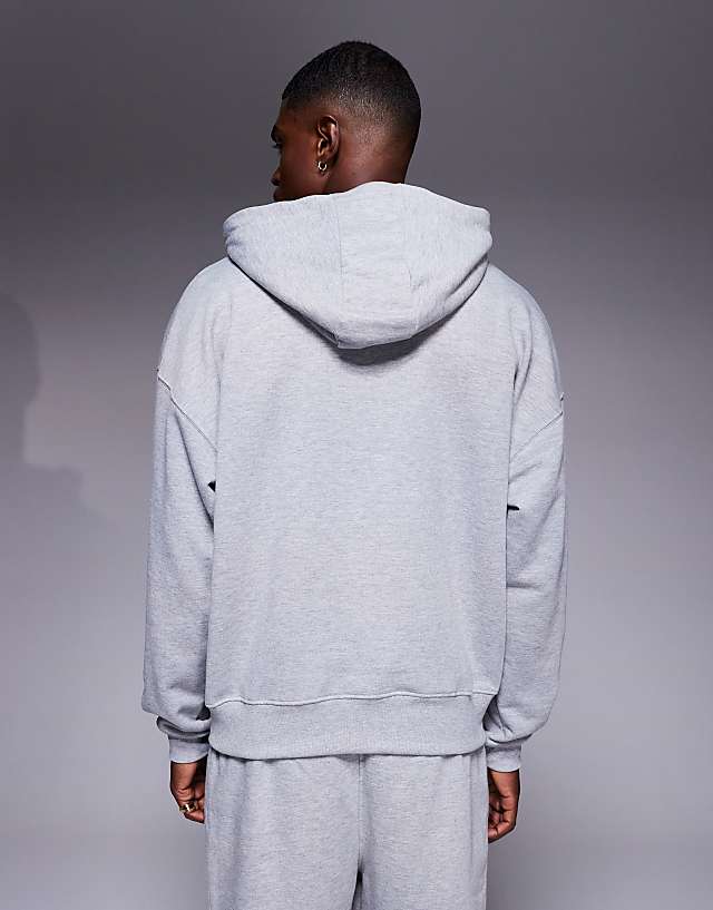 Asos 4505 Heavyweight Cotton Training Hoodie With Quick Dry Finish In Grey Marl
