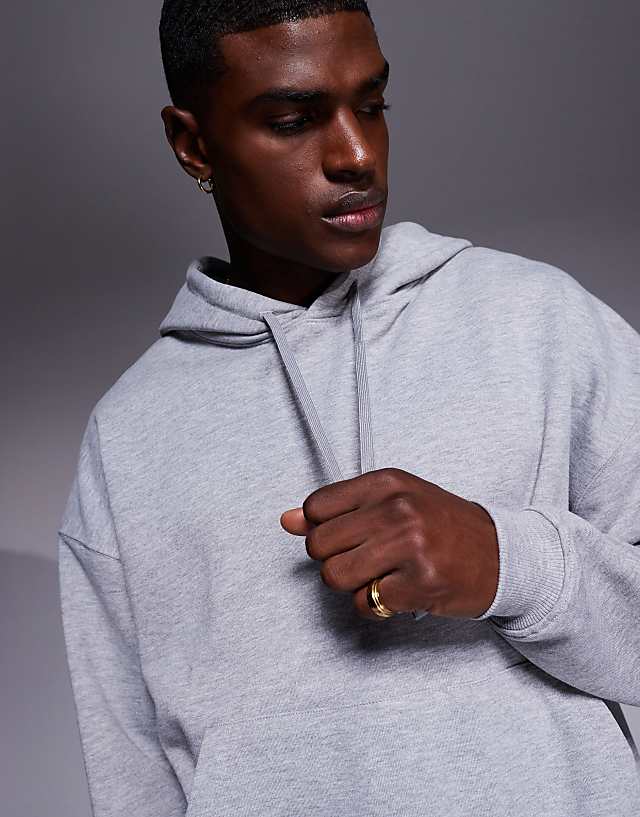 Asos 4505 Heavyweight Cotton Training Hoodie With Quick Dry Finish In Grey Marl