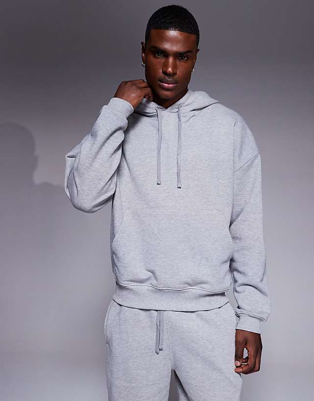 Asos 4505 Heavyweight Cotton Training Hoodie With Quick Dry Finish In Grey Marl