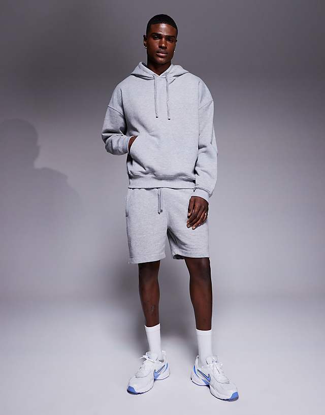 asos 4505 heavyweight cotton training hoodie with quick dry finish in grey marl