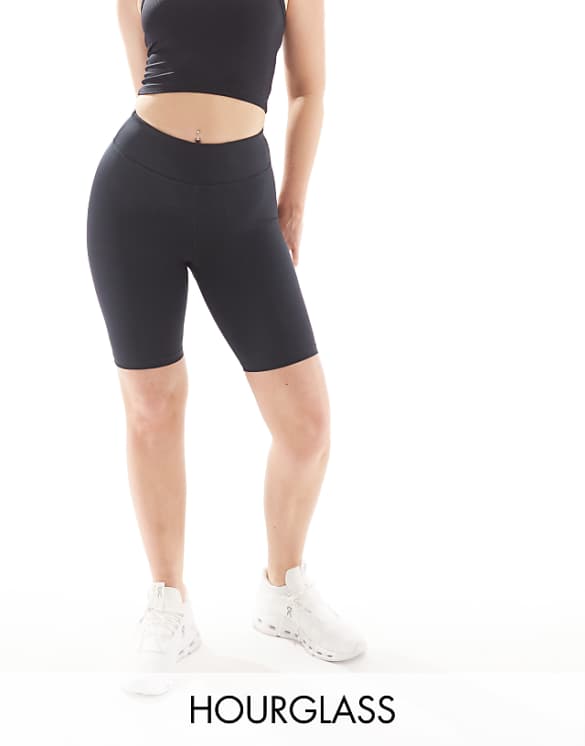 asos 4505 Hourglass Icon 8 inch legging short with bum sculpt detail in performance fabric in black