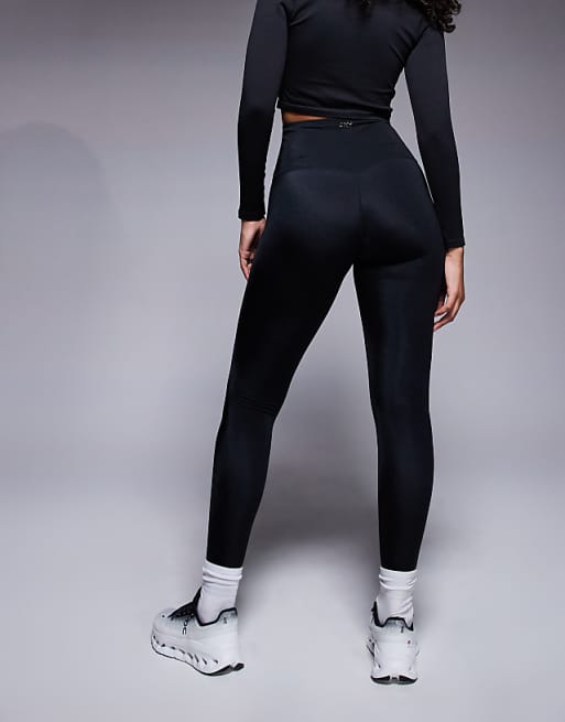 Asos 4505 Hourglass Icon Active Bum Sculpt High Waist Gym Legging With Inner Pocket In Black High Shine