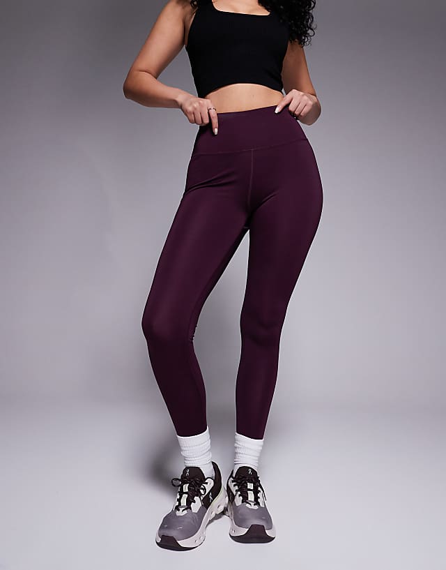Asos 4505 Hourglass Icon Active Bum Sculpt High Waist Gym Legging With Inner Pocket In Burgundy