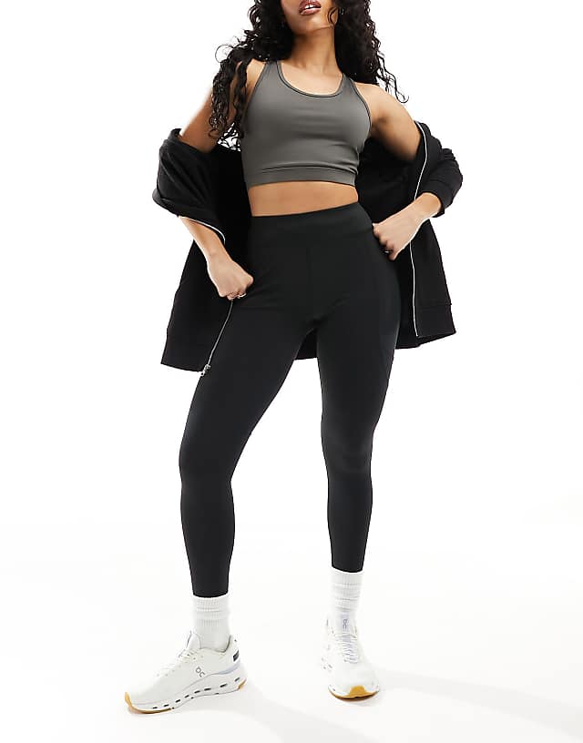Asos 4505 Hourglass Icon Run Tie Waist Legging With Pocket In Black