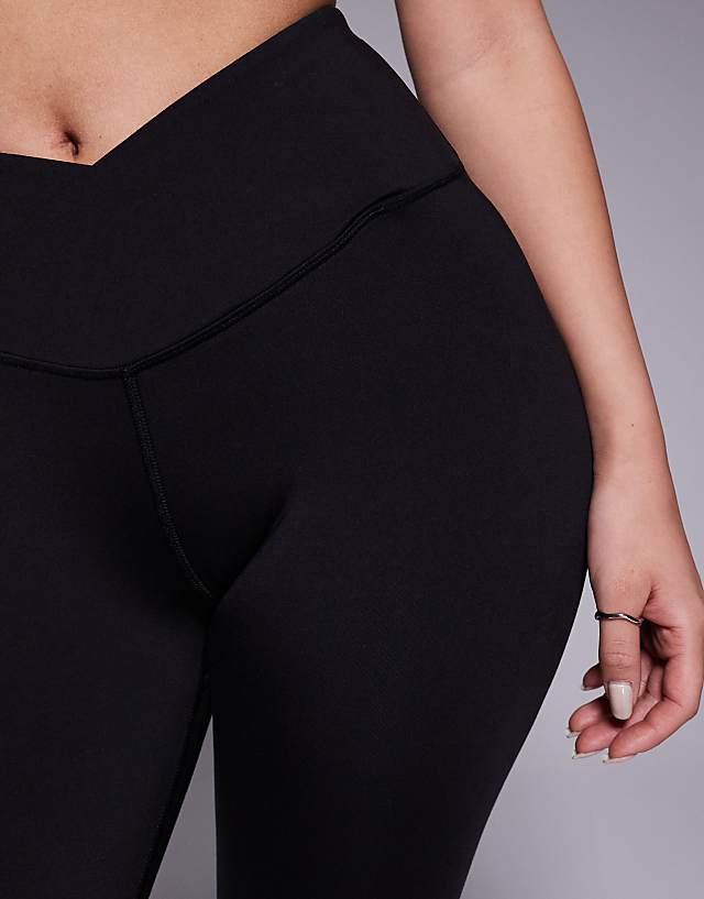 Asos 4505 Hourglass Icon Soft Touch Wrap Waist Yoga Legging In Black