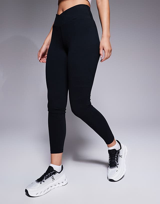 Asos 4505 Hourglass Icon Soft Touch Wrap Waist Yoga Legging In Black