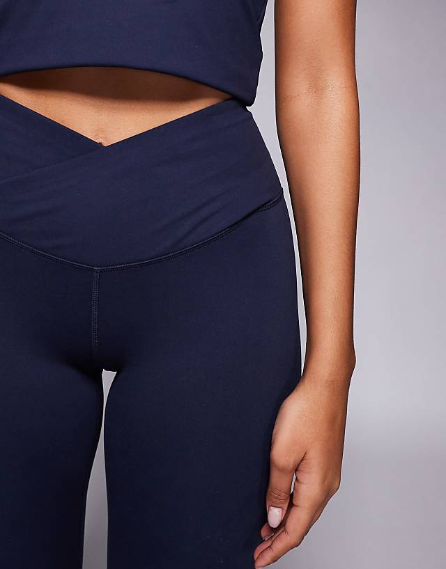 Asos 4505 Hourglass Icon Soft Touch Wrap Waist Yoga Legging In Midnight Navy
