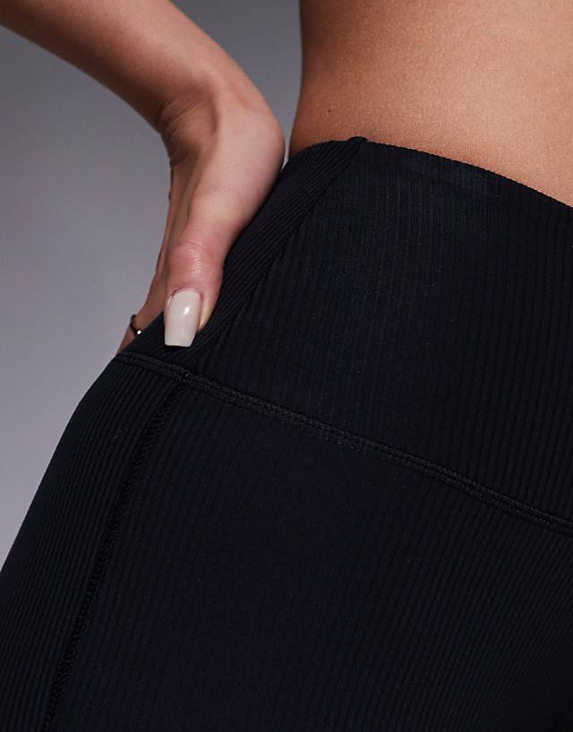 Asos 4505 Hourglass Soft Touch Rib Slim Kick Yoga Legging In Black