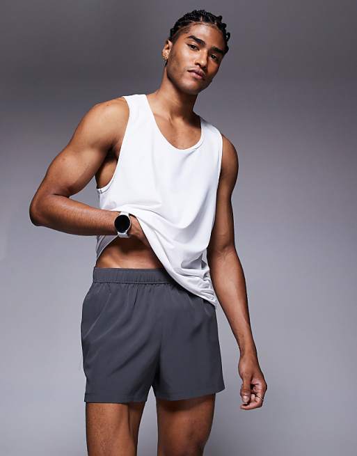 Asos 4505 Icon 3 Inch Quick Dry Running Shorts With Back Phone Pocket In Graphite